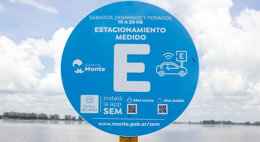 Sobre una imagen de la laguna de Monte se ve un cartel con las indicaciones sobre el SEM